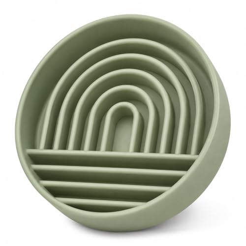 Moyelle Silicone Slow Feeder Dog Bowl for Small Breeds, BPA-Free, Silicone Suction Bowl for Fast Eaters, Dog Food for Fast Eaters, Dogs and Cats, Dry Food and Water Bowl, Dishwasher Safe (Green) - color: Green