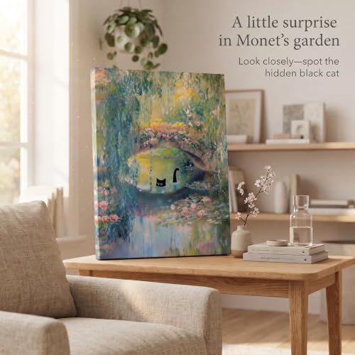 Pormipone Monet 3Pc Poster Water Lily Black Cat Under Bridge Unframed 16x24