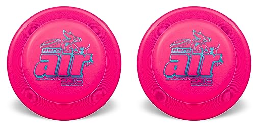 Hero Disc USA Hero Air 235 Dog Disc, Outdoor Dog Toy and Pet Disc, Lightweight Dog Flying Disc Pack of 2 (Pink)