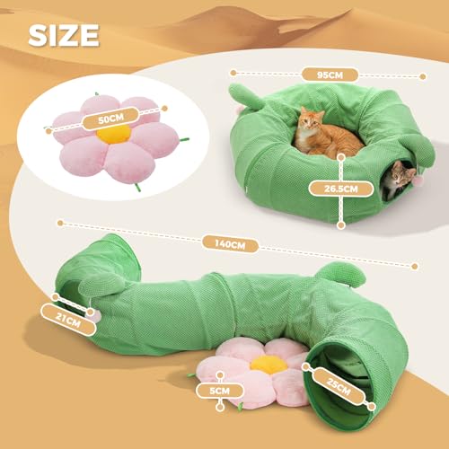 PEQULTI Flower Donut Cat Tunnel Bed Washable Plush Mat Multi for Small Pets - color: Flower