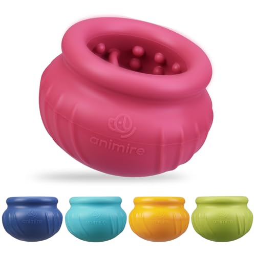 Wobbly Dog Enrichment Lick Toy, Stuffable Frozen Lick Bowl to Keep Dogs Busy, Long-Lasting Interactive Treat Dispensing Dog Toy, Silicone Fetch Catch Chew Toy(Rose,L) - color: Rose, size: L