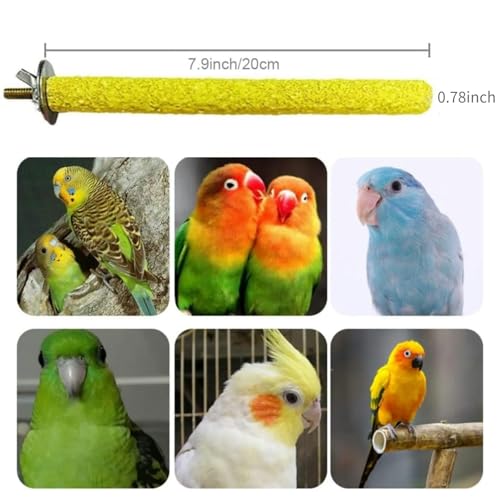 4PCS Wooden Bird Perch Stand Toys 7.9x0.8in for Parakeet Cage Accessories