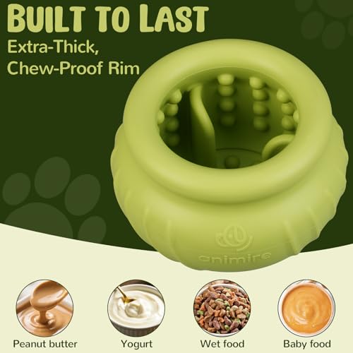 Wobbly Dog Enrichment Lick Toy, Stuffable Frozen Lick Bowl to Keep Dogs Busy, Long-Lasting Interactive Treat Dispensing Dog Toy, Silicone Fetch Catch Chew Toy(Green,L) - color: Green, size: L