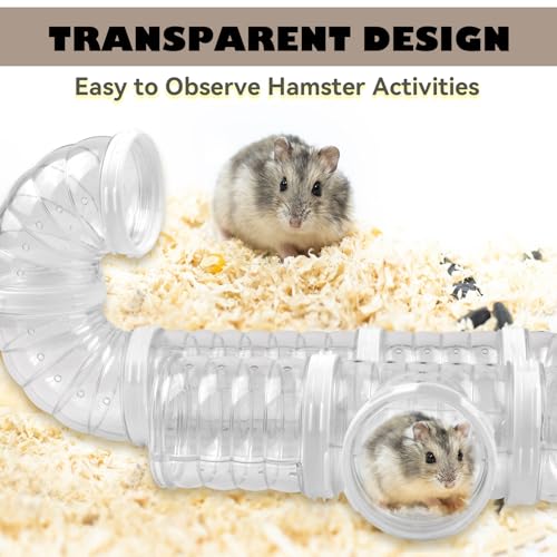 8 PCS Hamster Tunnel Kit Transparent Curved Pet Cage Tube Set Dwarf Hamster Accessories DIY Toy Connection External Pipe for Mice Rat(White) - color: 【White】
