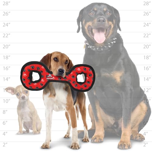 TUFFY® : TugOWar Dog Toy: Ultra Durable Plush Toy with Multiple Layers & Reinforced Seams, Washable and Floats, Original Construction - color: Red Paw TugOWar