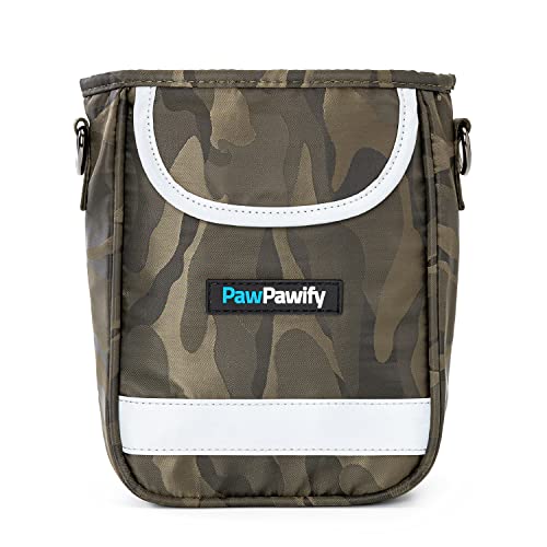 Dog Training Treat Pouch – Treat Bag for Dog Training with Built-in Poop Bag Holder – Waist Dog Training Pouch with Reflective Strips – Fanny Pack for Dog Training - color: Camo Green