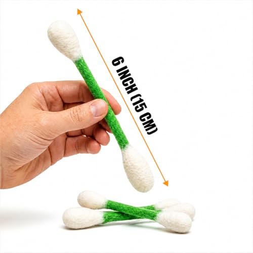 Glaciart One Swabs Cat Toys with Catnip - 6 Pk | Durable for Chew, Cute Cat Toys Interactive Kitty for Boredom, Exercise, & Play | Filled w/Organic Catnip for Anxiety & as Digestive Aid | Gift Idea - color: Green Swabs, size: Regular