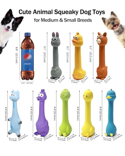 SCHITEC Squeaky Dog Toys, [2 Pack] Squawking Latex Toy with Interactive Squeaker, Squeak Rubber Duck Chicken for Medium Small Dogs - style: Chick & Fox