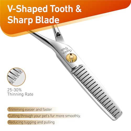 5'' Small Thinning Scissors Lightweight Dog and Cat Grooming Scissors with Safety Round Tip JP440C Stainless Steel Sharp Blades for Body Facial Nose Ear and Paw Hair Easy Use - color: Thinner, size: 5"