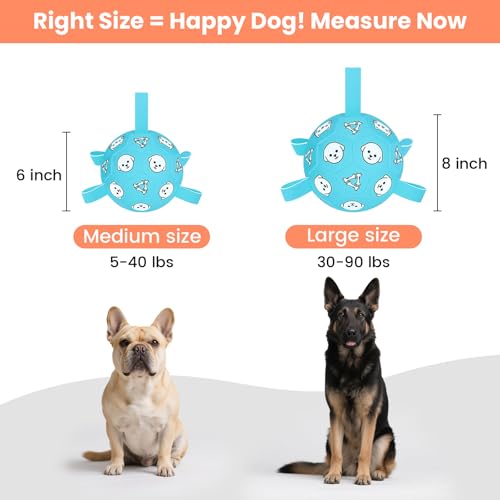 8 Inch Dog Soccer Ball with Straps, Jolly Ball for Medium Dogs - color: Pale Blue, size: Large-8 Inch