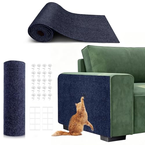 Self-Adhesive Cat Scratching Mat Couch Furniture Protector, Dark Blue - color: Dark Blue, size: 78.7"X15.8"