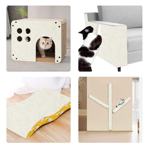 SREBAY Cat Scratch Couch Furniture Protector, Self-Adhesive Scratch Pad - color: Off White, size: 78.7x15.8Inch