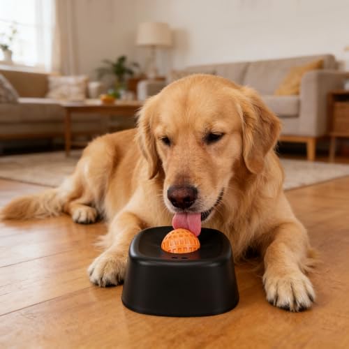 TOPINCN Slow Feeder Bowl, Spherical Lick Mat for Dogs and Cats Slow Feeder Dog Lick Ball Treat Dispenser, Non Slip Licking Bowl, Enrichment Toys (Black)