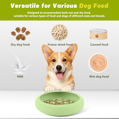 Silicone Dog Lick Bowl, Slow Feeder Dog Bowls with Strong Suction, Green - color: Green
