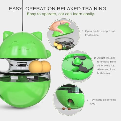 Interactive Cat Toy for Indoor Cats Wobble Treat Dispenser Ball (Green) - color: Green