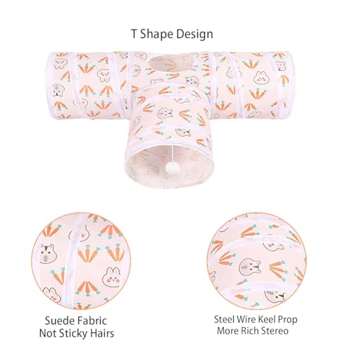 3 Way Washable Rabbit Hideout Toys, Guinea Pig Tunnels & Tubes - color: White