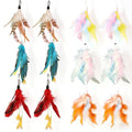 12 Pack Cat Feather Toy Refills,Natural Cat Wand Replacement Feathers with Bell,Colorfull Wand Attachment Feather Toys for Indoor Cats