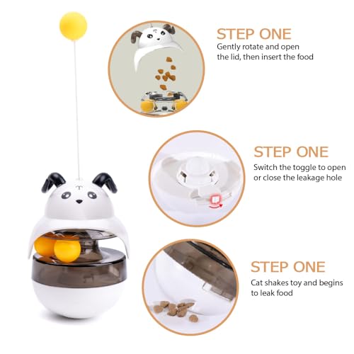 Cat Treat Puzzle Toy, Auto-Balancing Pet Food Dispenser - Brain Stimulating - Slow Feeder - Boredom Relief Kitten Toys, Interactive Training, Indoor Bored Cats (Grey) - color: Grey