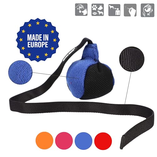 Dingo Gear Dog Ball with Long Handle, French Linen, Blue 29 in - color: Blue-Black