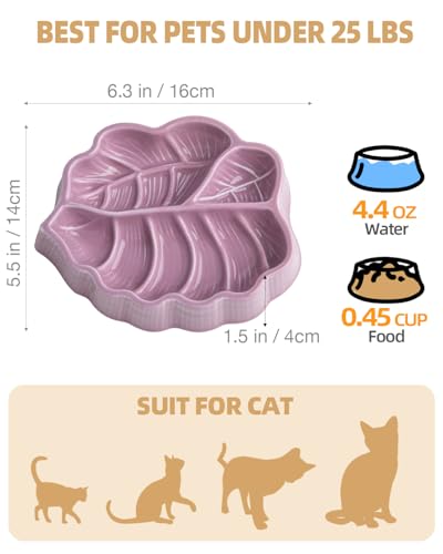 Slow Feeder Dog Bowl, 0.44 Cups Ceramic Dog Food Dish for Fast Eaters Small Breed, Puzzle Bowl for Small Dogs and Cats(Dark Purple)