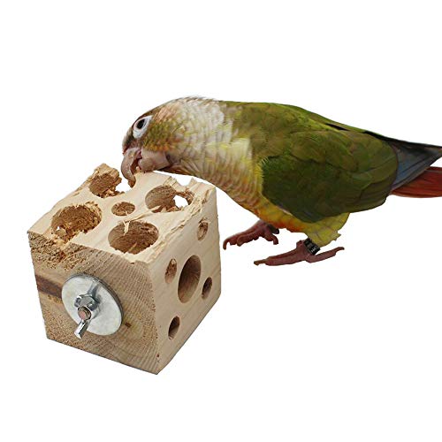 QBLEEV Bird Wooden Block Chew Toy, Parrot Tabletop Puzzle, Small Animal Shredding & Biting Wood Teething Toy for Hamster, Cockatiels, Conures & Budgie - color: Block Puzzle M