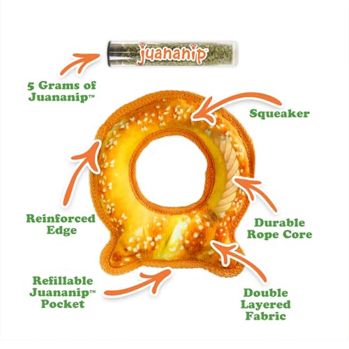 Doggijuana Twisted Pretzel & Pretzel Ring Dog Toy Bundle | 2 Pack, Squeaky - style: Twisted Pretzel & Pretzel Ring
