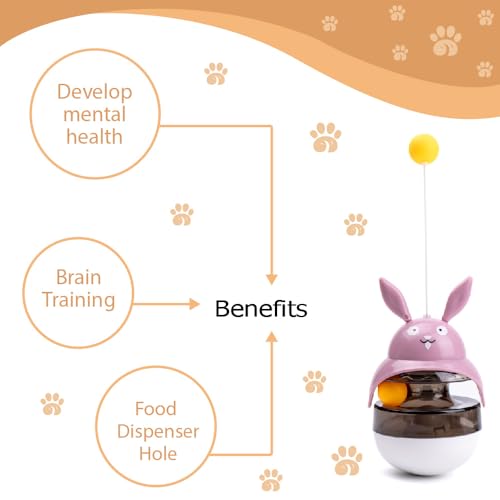 Cat Treat Puzzle Toy, Auto-Balancing Pet Food Dispenser - Brain Stimulating - Slow Feeder - Boredom Relief Kitten Toys, Interactive Training, Indoor Bored Cats (Grey) - color: Grey