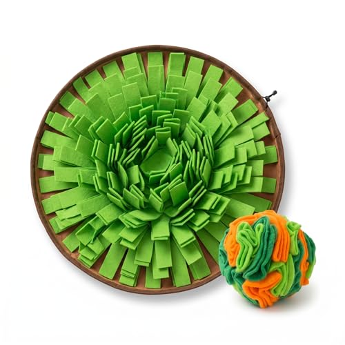 Dog Snuffle Mat & Ball Set – Dog Interactive Feeding Training Kit Snuffle mat for Dogs – Natural Foraging, Boredom Relief, Slow Feeder – Indoor/Outdoor Nose Work – Snuffle mat for Small to Large Dogs
