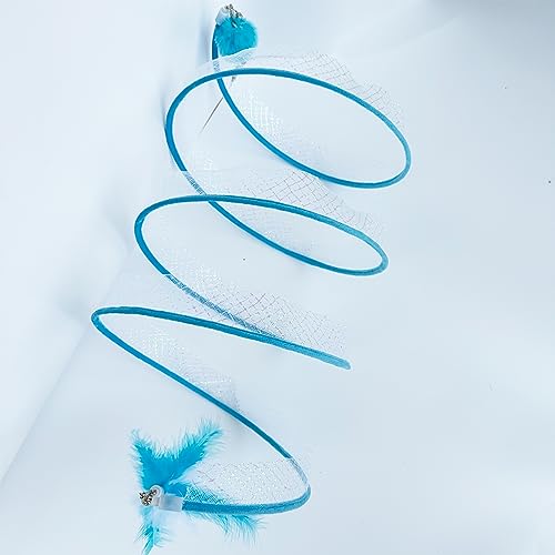 Self Play Cat Hunting Spiral Tunnel Toy, Folded Cat Spring Tunnel Toys for Indoor Cats (Blue) - color: Blue