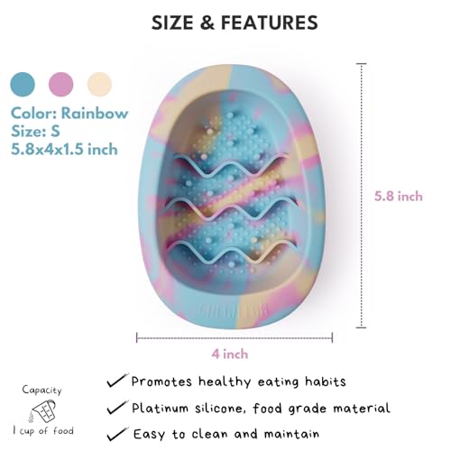 CHEWFFON Dog & Cat Lick Mat Bowl with Suction Cups, Rainbow Small - color: Rainbow, size: Small