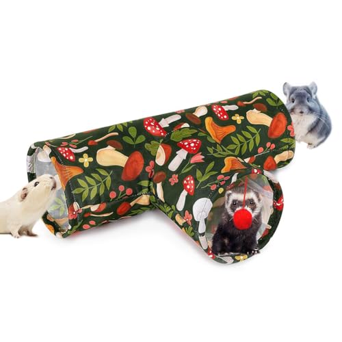 3 Way Washable Rabbit Hideout Toys, Guinea Pig Tunnels & Tubes - color: Mushroom