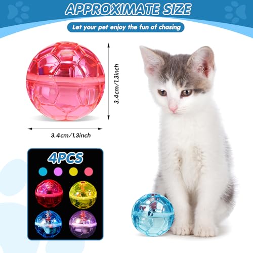 Frienda 4 Pcs Light up Cat Ball LED Motion Ghost Hunting Cat Ball, Bright - color: Bright