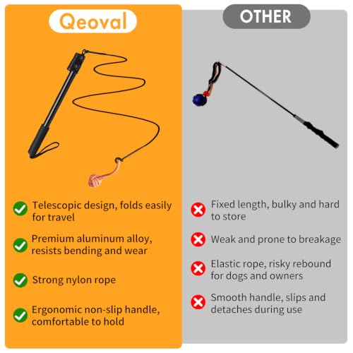 Flirt Pole for Dogs, 40" Extendable Aluminum Teaser Pole with 4 Lures - size: 40"(102cm)