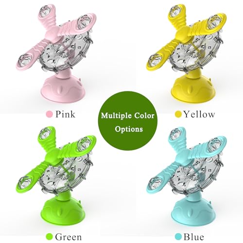 Rotating Pet Treat Dispenser Toy: 360-Degree Rotating Windmill Puzzle Toy, Window-Mounted Ferris Wheel Feeder with Suction Cups for Cats and Dogs, Suitable for Puppies (Green) - color: Green