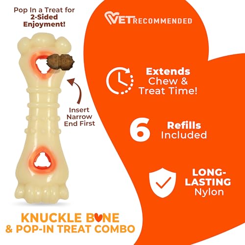 Nylabone Power Chew Knuckle Bone & Pop-In Dog Treat Toy, Large - size: Large/Giant