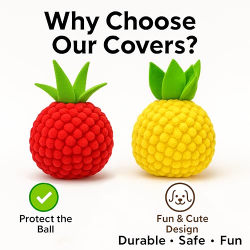 2 Pack Dog Ball Covers, Plush Tomato and Pineapple Sleeves for Moving Balls - color: 2pcs Dog Ball Covers