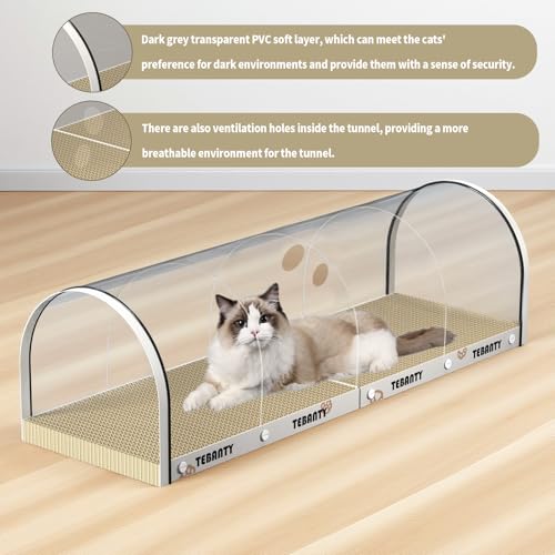 3 Function in 1 Cardboard Cat Scratcher Board, 31.5 in Cat Scratcher House, Cat Scratchers for Indoor Cats, Arched Cats Scratch Pad As Cat Bed, Cat Tunnel for Sleep, Grind Claws (White) - color: White