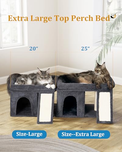 Aechonow XL Cat Tree Tower for Large Adult Cats 20 lbs+, 23x15.7 Perch Bed - color: XL—14''Dark Grey