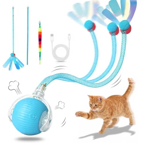 Interactive Cat Toy Ball, Automatic Rolling Toy, 3 Play Modes Rechargeable