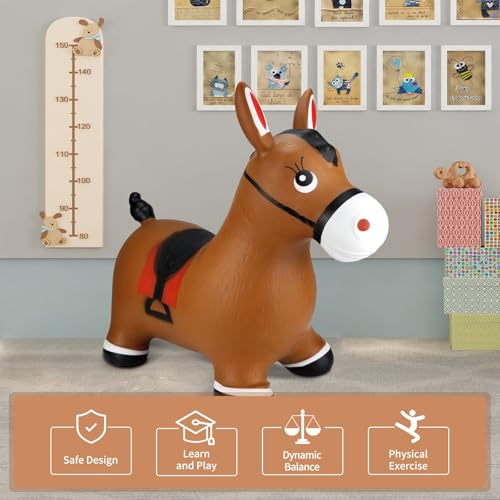 INPANY Bouncy Horse Hopper Toys, 2-4 Kids Riding Horse, Gifts Toy for Kids - color: Brown Horse