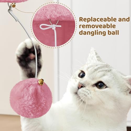 Yaheetech 23.5in Small Low-Profile Cat Tree Condo with Scratching Posts - color: Pink
