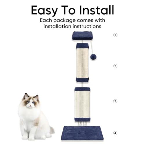 Cat Scratching Post for Indoor Cats, 32Inch Sisal Cat Scratcher - color: Blue