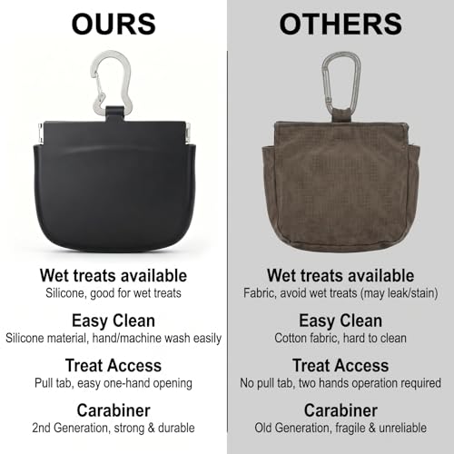 Dog Treat Pouches for Dog Training Silicone Dogs Treat Bag One-Hand Access