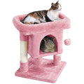 Yaheetech 23.5in Small Low-Profile Cat Tree Condo with Scratching Posts - color: Pink