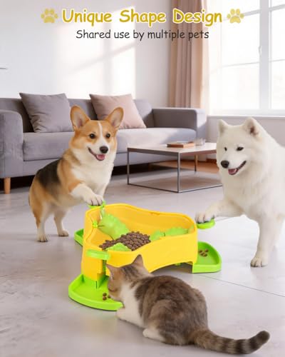Dog Puzzle Toy, 3-in-1 Interactive Dog Puzzle Toys Press-Type Dog Treat Dispenser Toy Dog Enrichment Toy No-Slip Dog Slow Feeder Interactive Brain Training Toy for Smart Dog Cat, Green - color: Green+Yellow