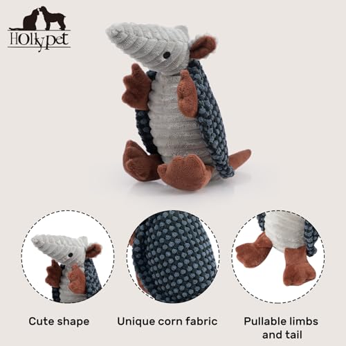 Hollypet Armadillo Squeaky Puppy Dog Toys for Small Medium Dogs, 8" - color: Dark Gray and Light Gray, size: 8 IN