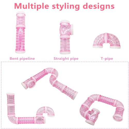 8pcs DIY Hamster Tunnel Tubes Toys for Dwarf Hamsters Gerbils Young Mice - color: Pink
