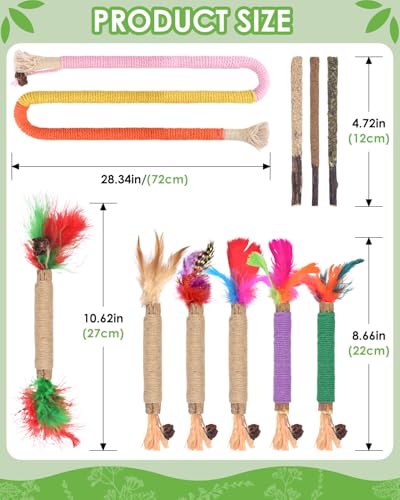 TINDTOP Cat Chew Toys, Silvervine Chew Sticks with 2 Pack Chew Ropes - color: 14 Pack