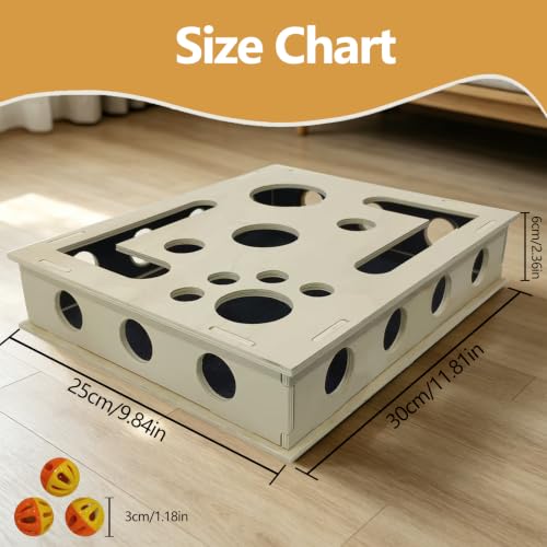 Cat Scratch Puzzle Enrichment Box，Cat Scratching Toy with Bell-Bearing Balls，Built-in Sandpaper，Alternative to Stress-Free Nail Trimming，Cat Indoor Interactive Toy