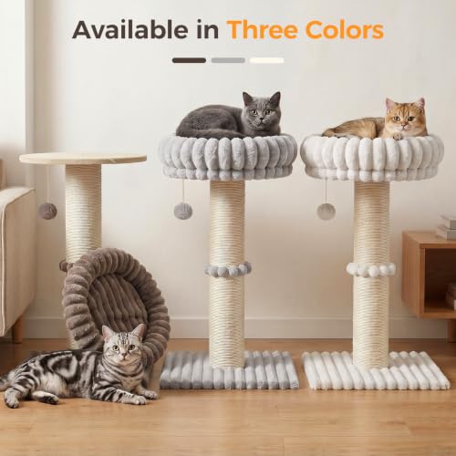 Avont Modern Cloud Cat Scratching Post with Perch for Indoor Adult Cats - color: Lightgrey